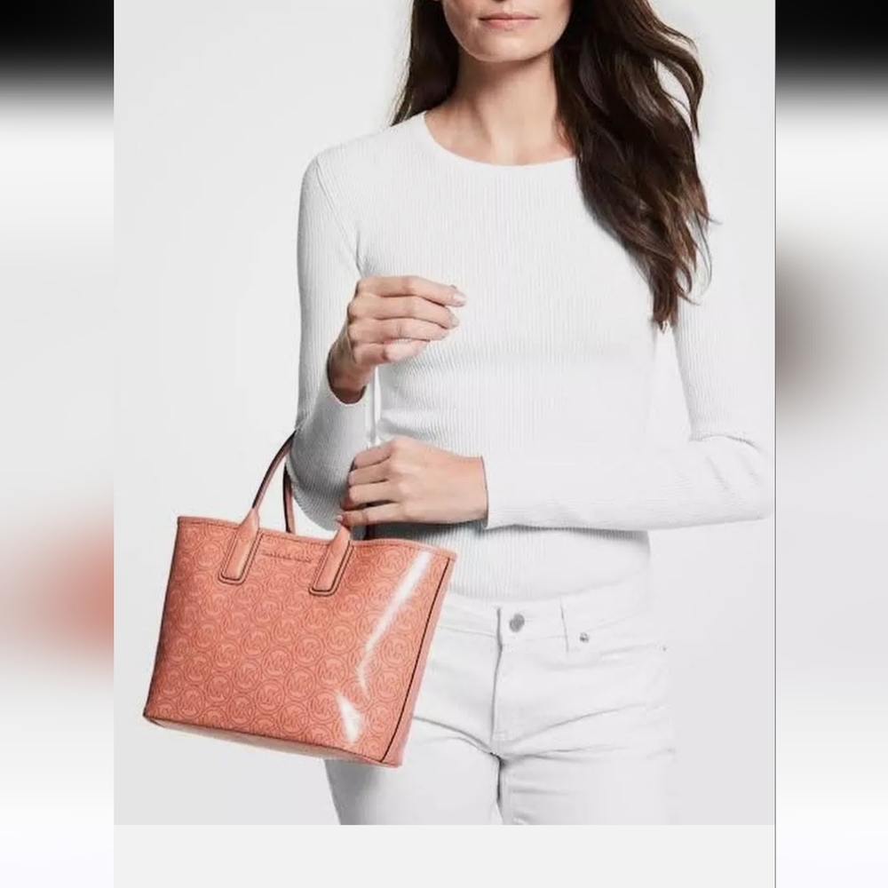 MICHAEL KORS Grapefruit Jodie Small Logo Jacquard Tote Bag